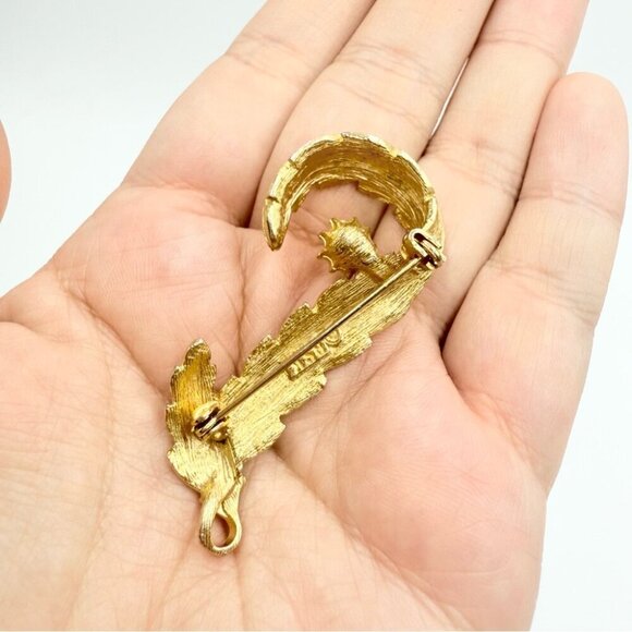 Vintage BSK Initial J Gold Tone Faux Pearl Pin Brooch - Picture 4 of 8